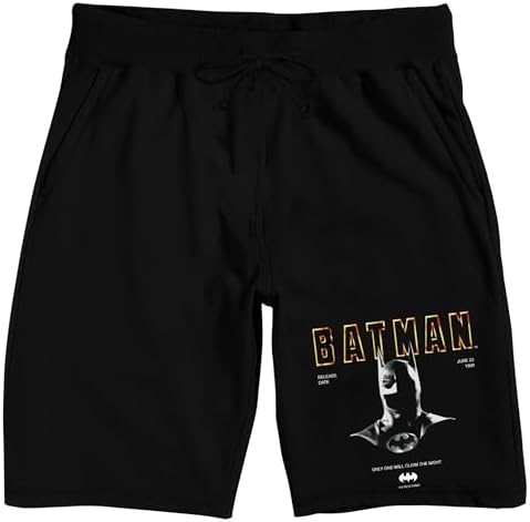 Batman Classic Bat Logo Men's Black Drawstring Sleep Pajama Shorts